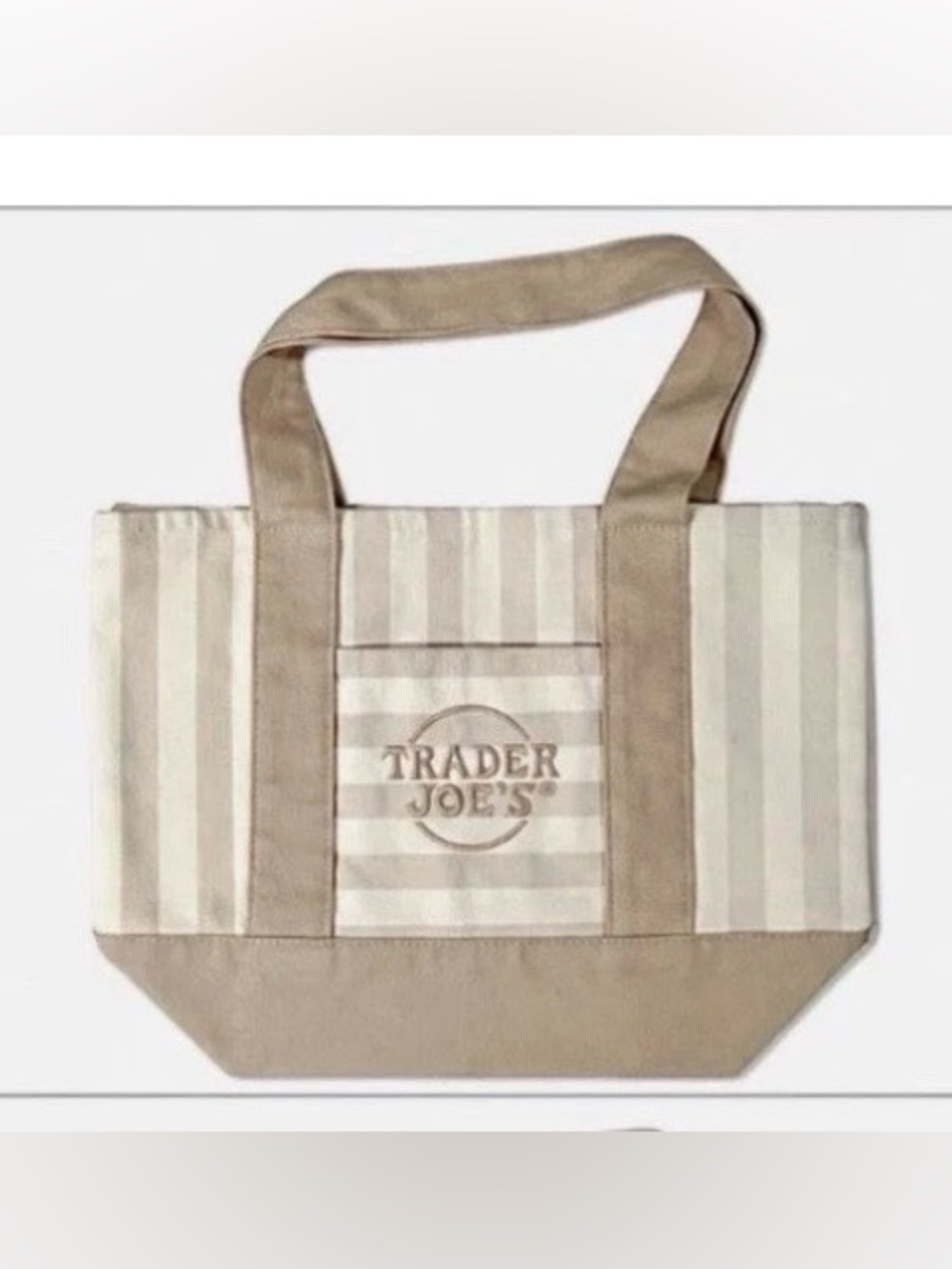 Trader Joe's Striped Mini Tote Bags 2026 Espresso/Tan